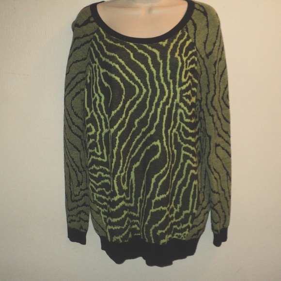 Alison Sheri Size XL Sweater Lime Green & Black - Picture 1 of 8